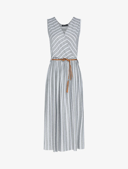 Robe longue à imprimé style marinière - gris clair - 3