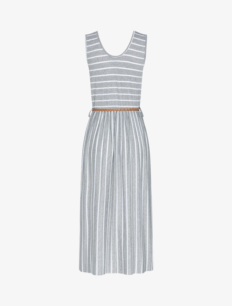 Robe longue à imprimé style marinière - gris clair - 2