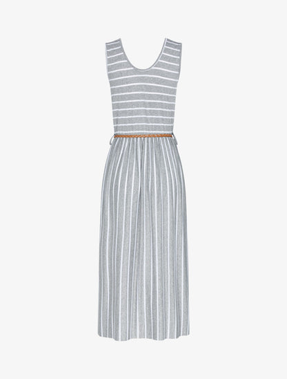 Robe longue à imprimé style marinière - gris clair - 2