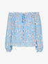 Blouse à col bardot à imprimé floral - bleu ciel - 3