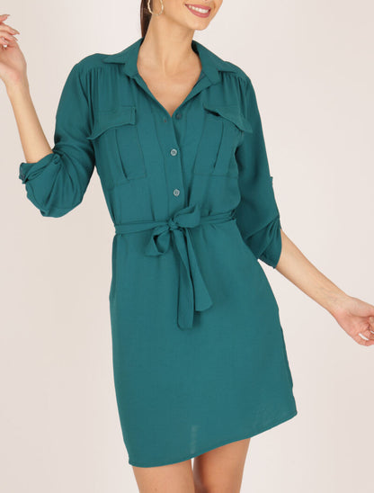 Robe ample style chemise - bleu canard - 3
