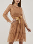 Robe en résille et pois - camel - 1