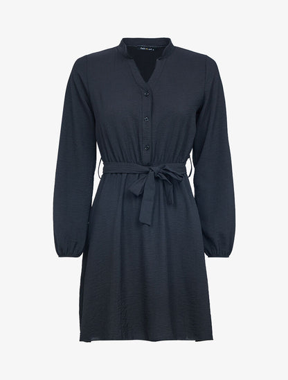 Robe patineuse à col mao - noir - 1
