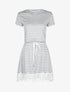 Robe rayée à bord crochet - gris clair - 1