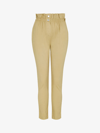 Pantalon uni coupe carotte - camel - 1
