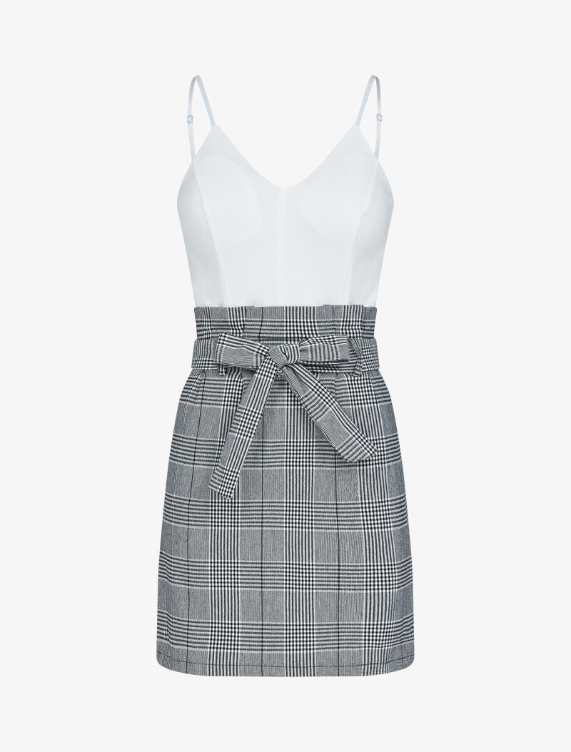 Robe moulante à imprimé tartan - ecru - 1