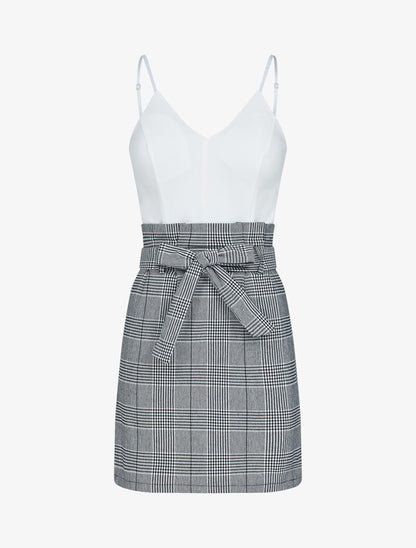 Robe moulante à imprimé tartan - ecru - 1