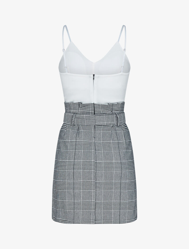 Robe moulante à imprimé tartan - ecru - 2