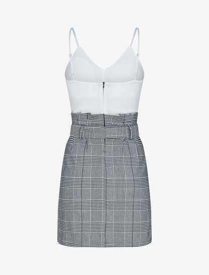Robe moulante à imprimé tartan - ecru - 2