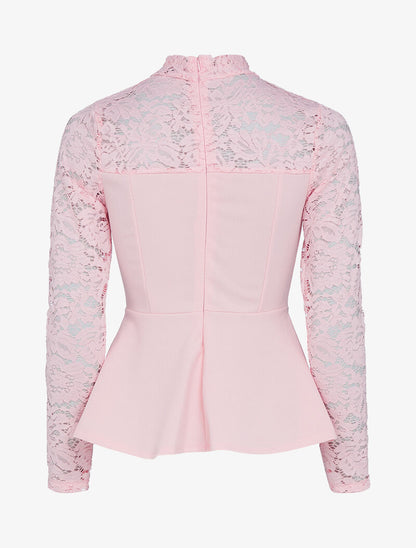 Top péplum bi matière - rose - 2