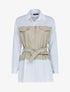 Tunique style chemise à buste simili - beige - 1