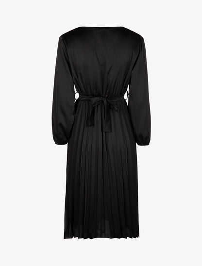 Robe satinée à bas gaufré - noir - 2