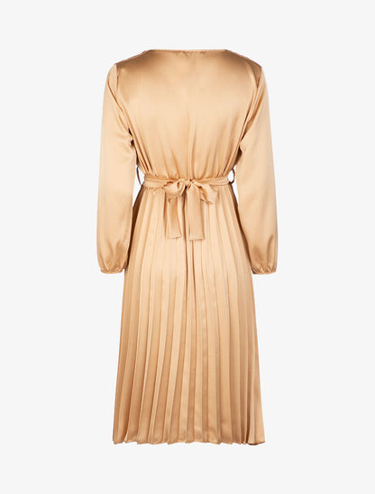 Robe satinée à bas gaufré - or - 2