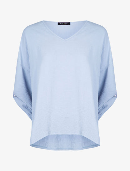 Tunique ample à dos plus long - bleu ciel - 2