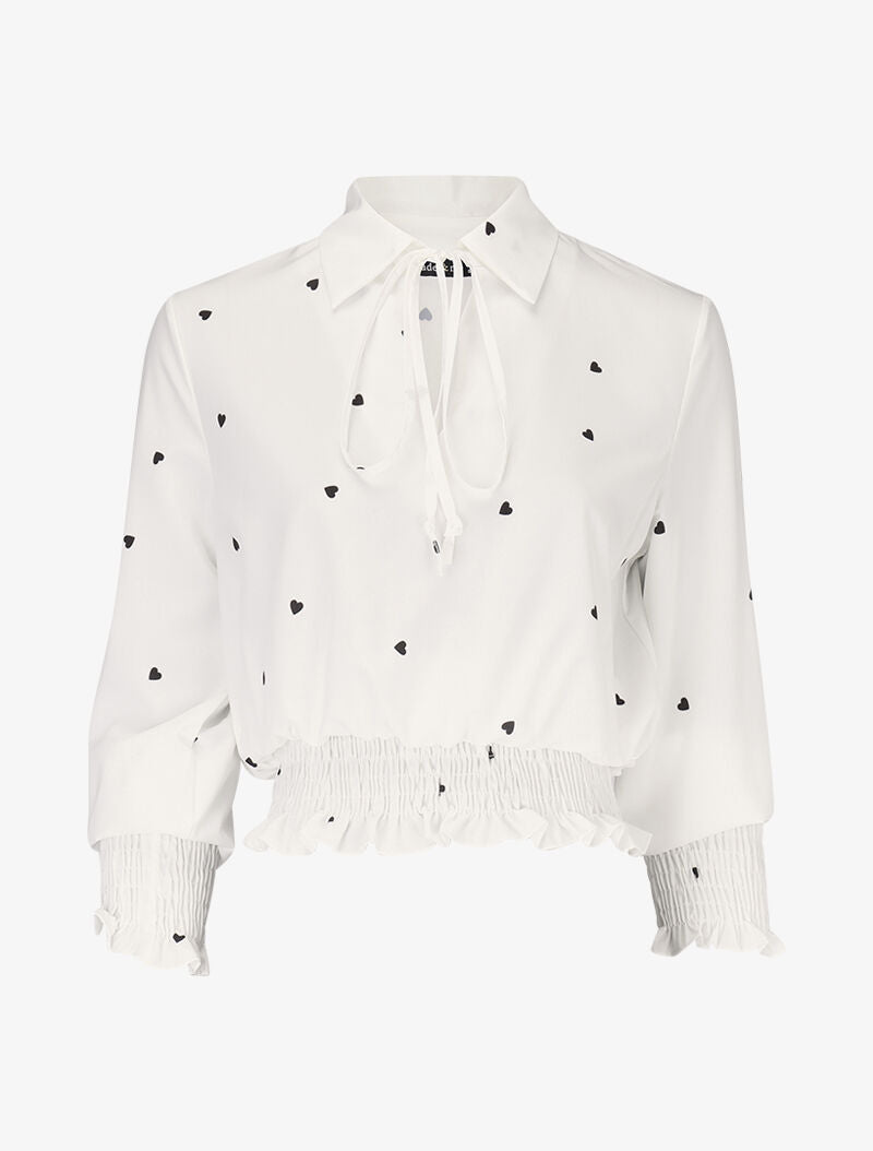 Crop top à imprimé coeurs - ecru - 2