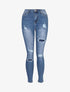 Jean skinny à déchirures doublées - denim clair - 1