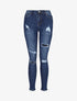 Jean skinny à déchirures doublées - bleu denim - 1