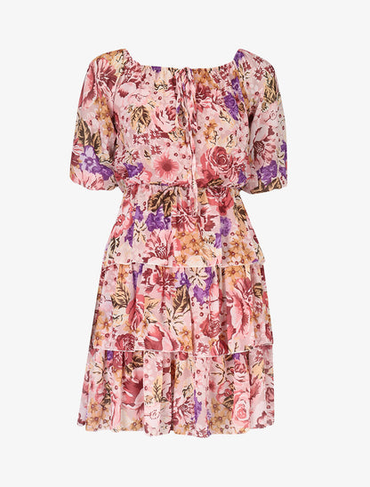 Robe volantée à imprimé floral - rose - 2