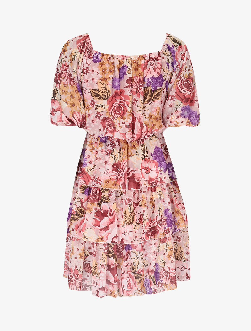 Robe volantée à imprimé floral - rose - 3