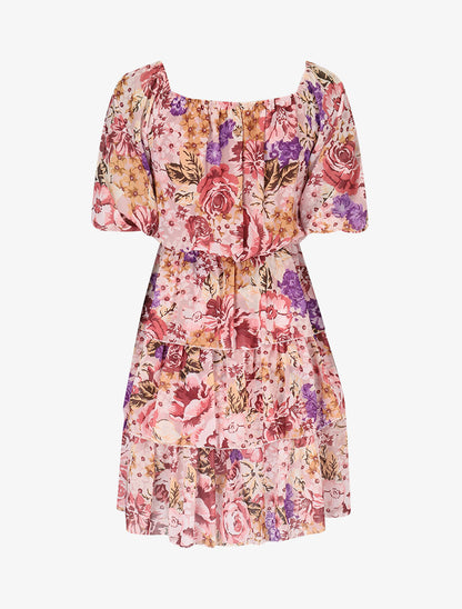 Robe volantée à imprimé floral - rose - 3