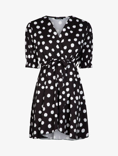 Robe patineuse à imprimés - noir - 2