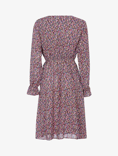 Robe à volants et imprimé petites fleurs champêtre - rose - 2