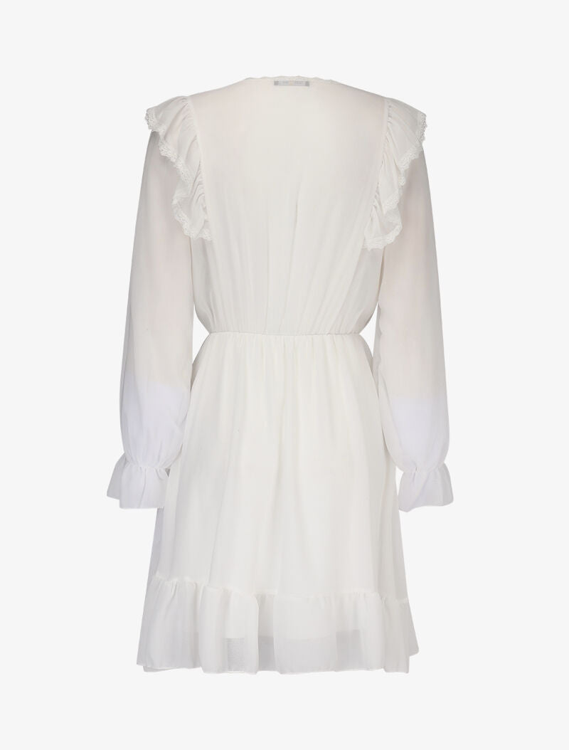 Robe en voile et dentelle - blanc - 2