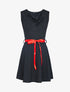 Robe bi matière à col bénitier - noir - 1