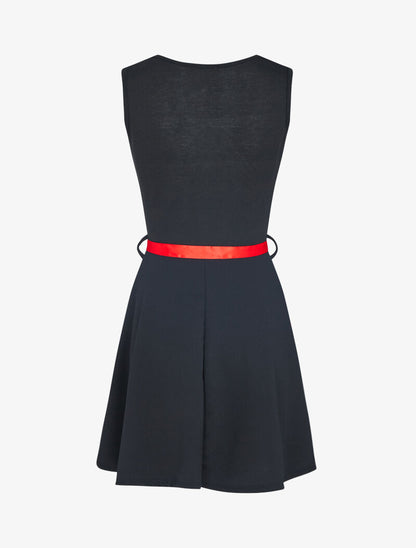 Robe bi matière à col bénitier - noir - 2