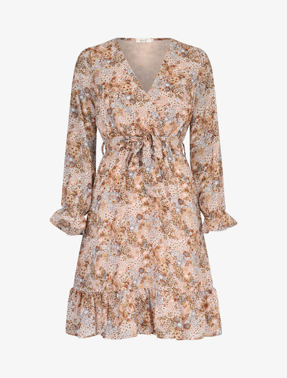 Robe bohème patineuse imprimé floral - beige - 1