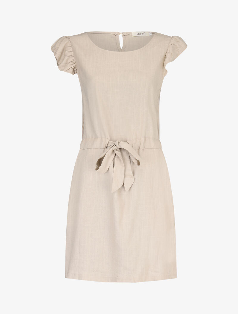 Robe en coton à emmanchures volantées - beige - 1