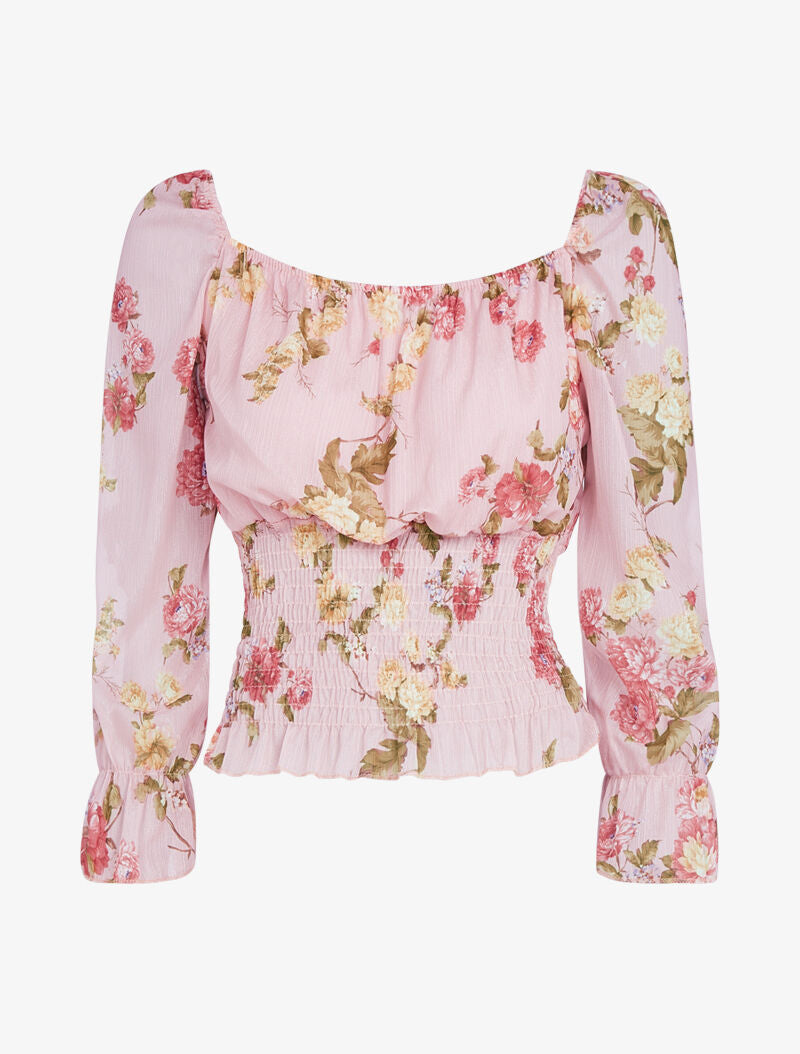 Crop top irisé à imprimé floral - rose - 1