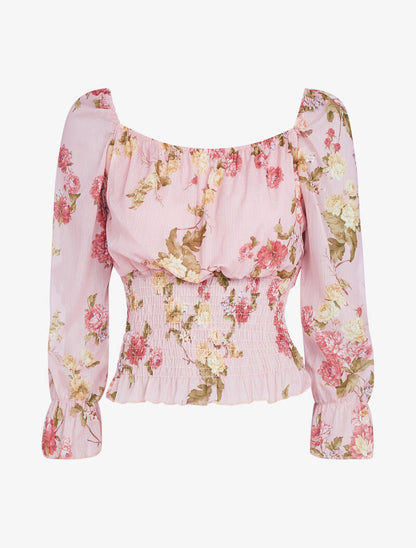 Crop top irisé à imprimé floral - rose - 1