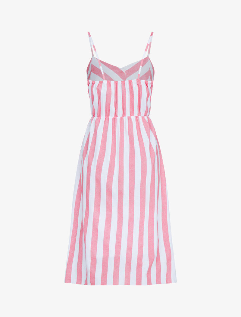 Robe rayée à buste boutonné - rouge - 2