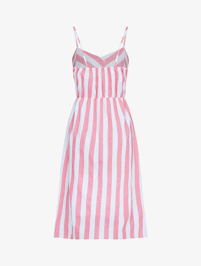 Robe rayée à buste boutonné - rouge - 2