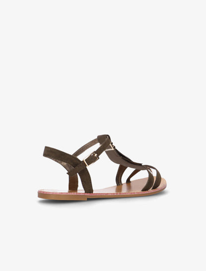 Nu-pieds à bride en T frangée - vert foncé - 4