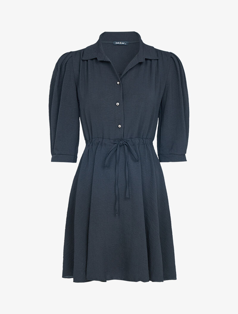 Robe patineuse à boutons contrastants - noir - 1