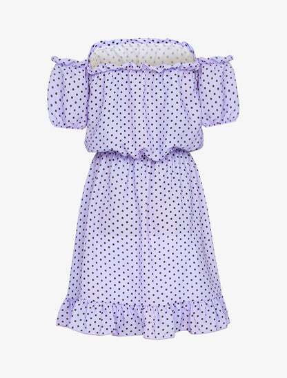 Robe à pois et volants - lilas - 3