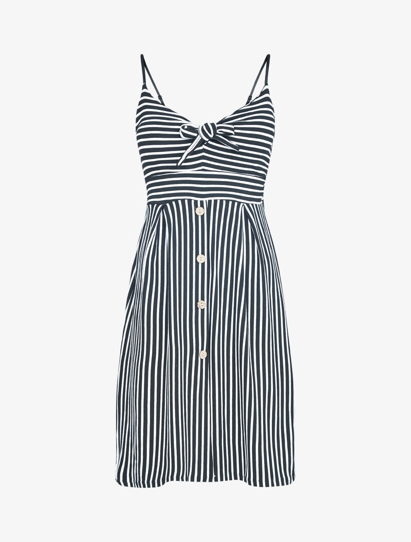 Robe rayée à col coeur - noir - 1