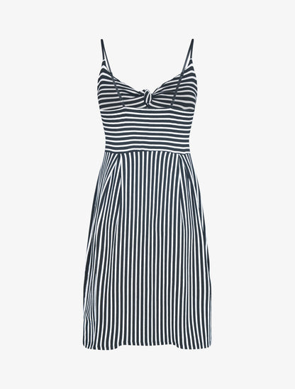 Robe rayée à col coeur - noir - 2