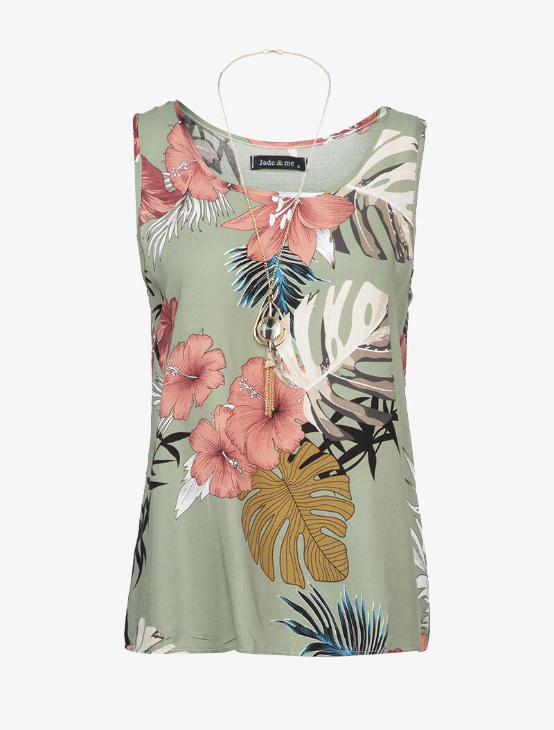 Top à imprimé tropical - kaki - 3