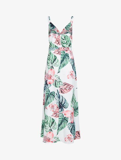 Robe imprimée à côté fendu - blanc - 2
