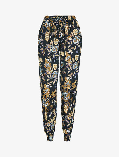Pantalon sarouel à imprimé fleuri - noir - 1