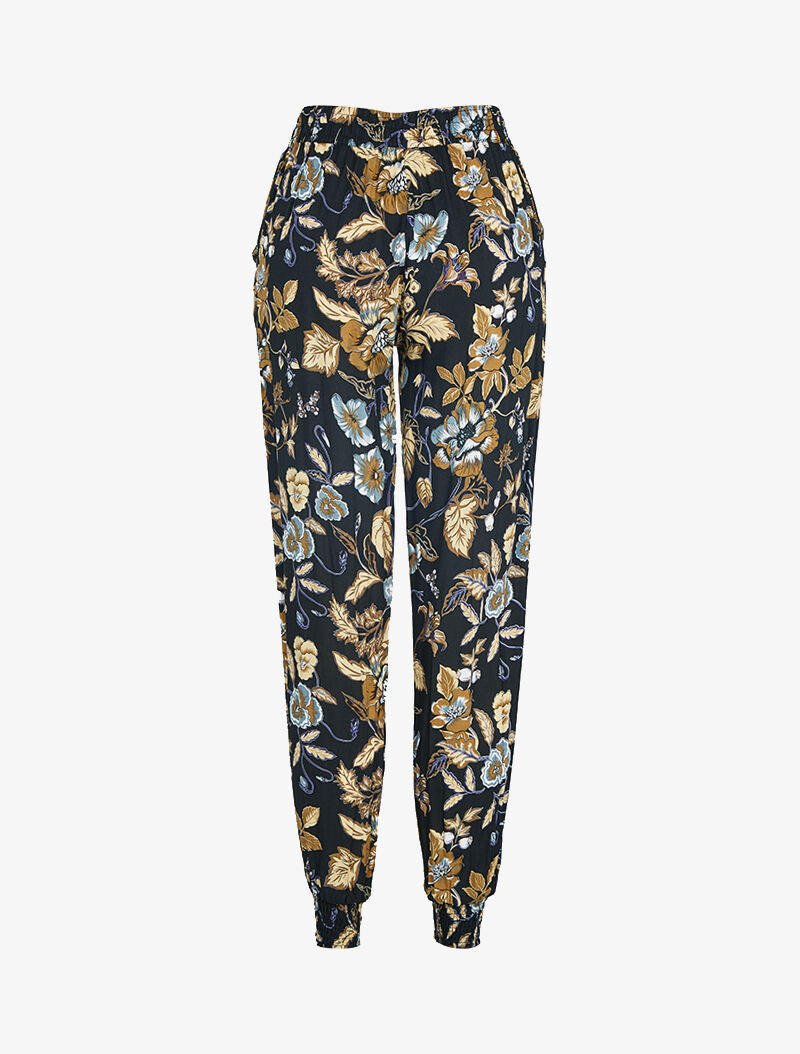 Pantalon sarouel à imprimé fleuri - noir - 2