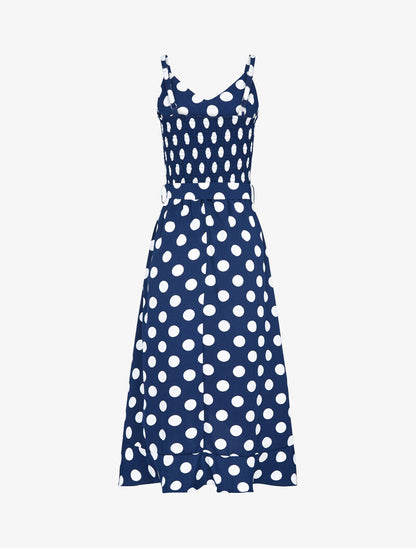 Robe portefeuille à pois - marine - 2