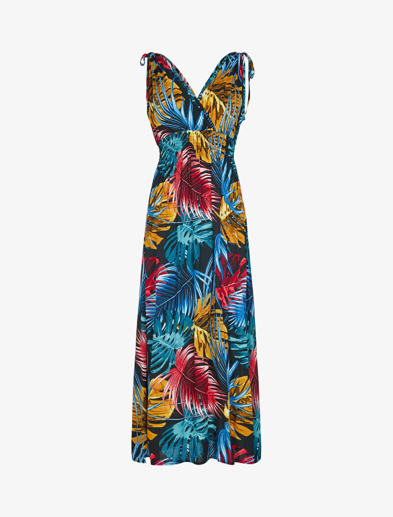 Robe sans manches à imprimé tropical - noir - 3