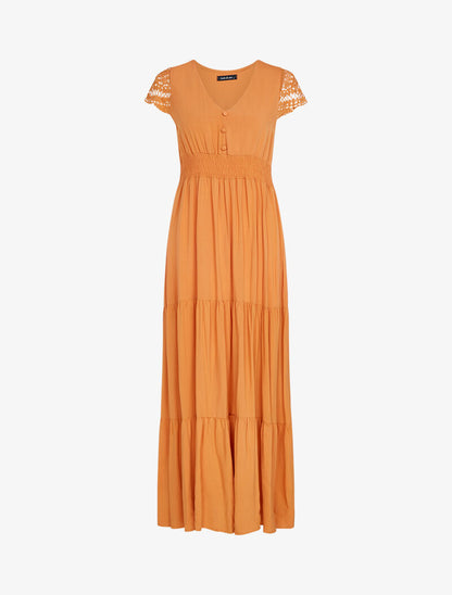 Robe à mancherons brodées - orange - 3