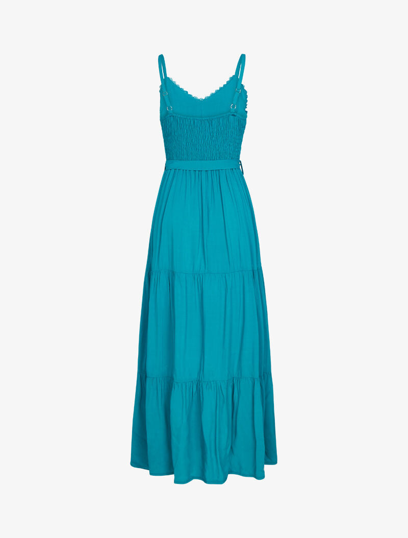 Robe à fines bretelles et crochet - turquoise - 2