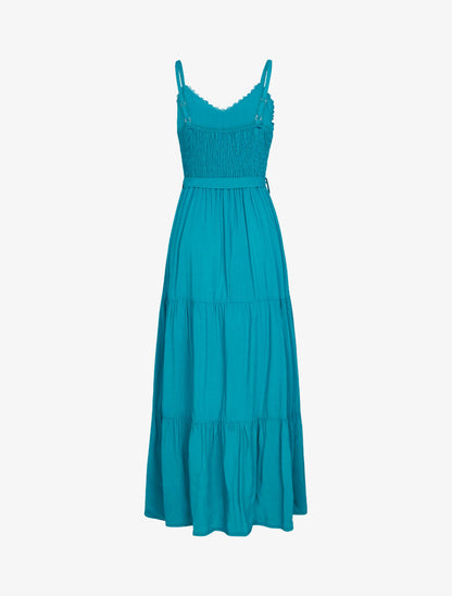 Robe à fines bretelles et crochet - turquoise - 2