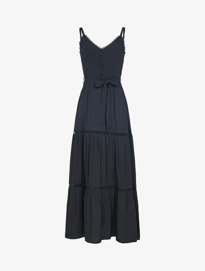 Robe à fines bretelles et crochet - noir - 1